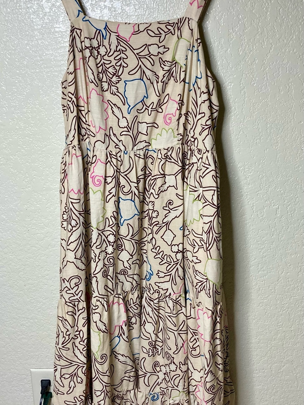 Knox Rose Tiered Beige Floral Print Maxi Dress Size 2XL Pockets